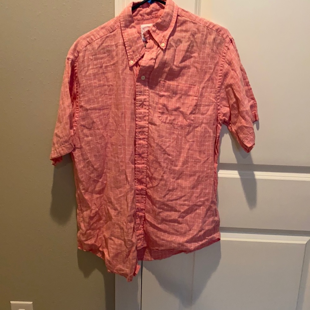 Linen salmon colored button down